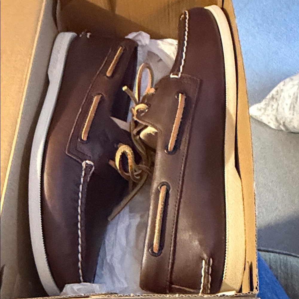 Sperry Dark Brown Leather Boat Shoes Sz 10 M UK/GB 9M EUR 43 CM 28 NIB - Picture 8 of 10